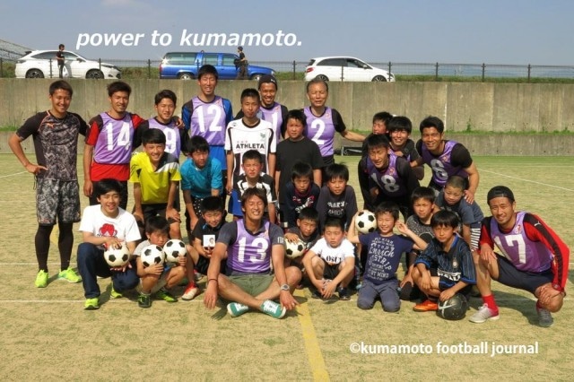 ロアッソ熊本、避難所でサッカー教室